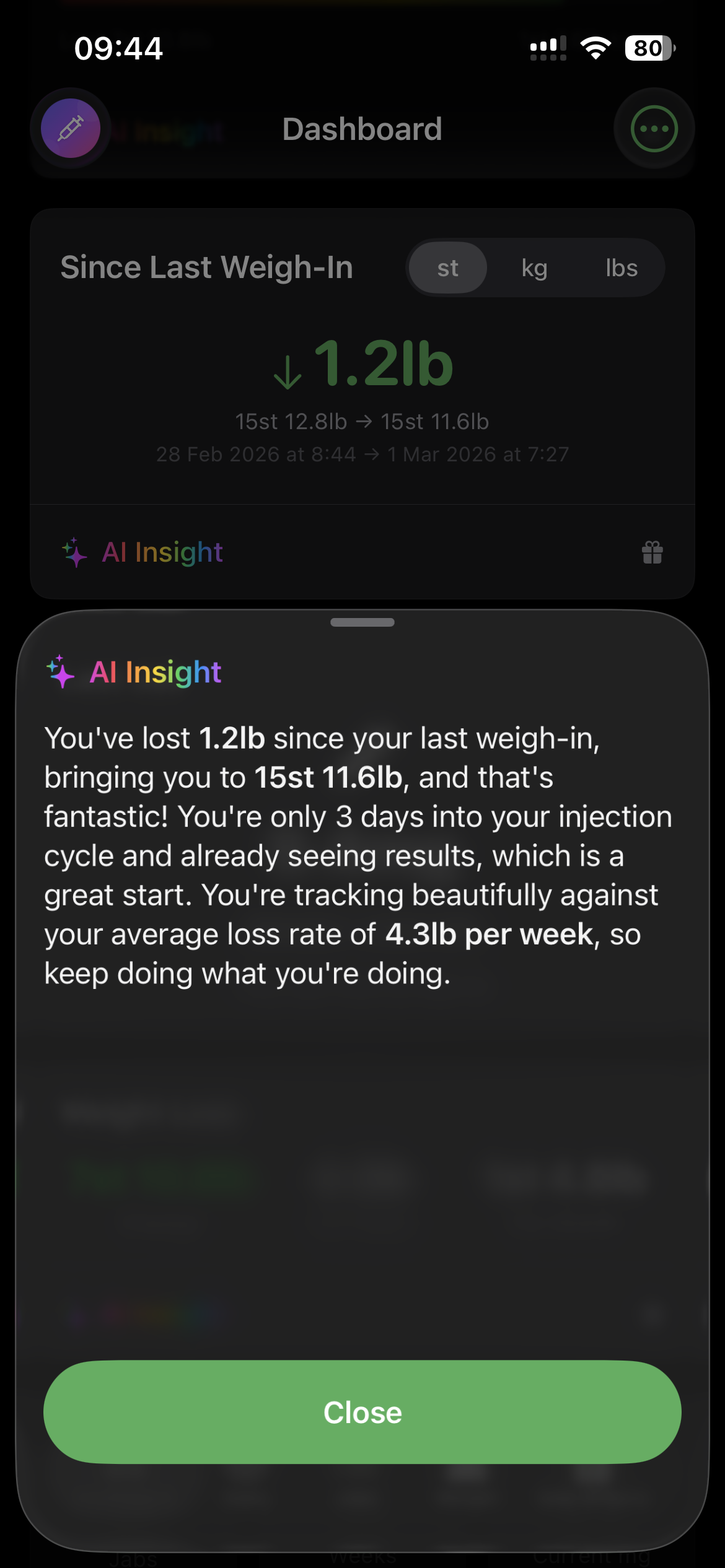 AI Insight providing personalised progress summary